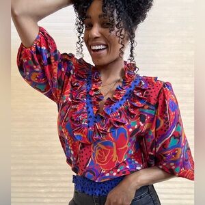 Assorti For Susan Freis Ruffled Blouse